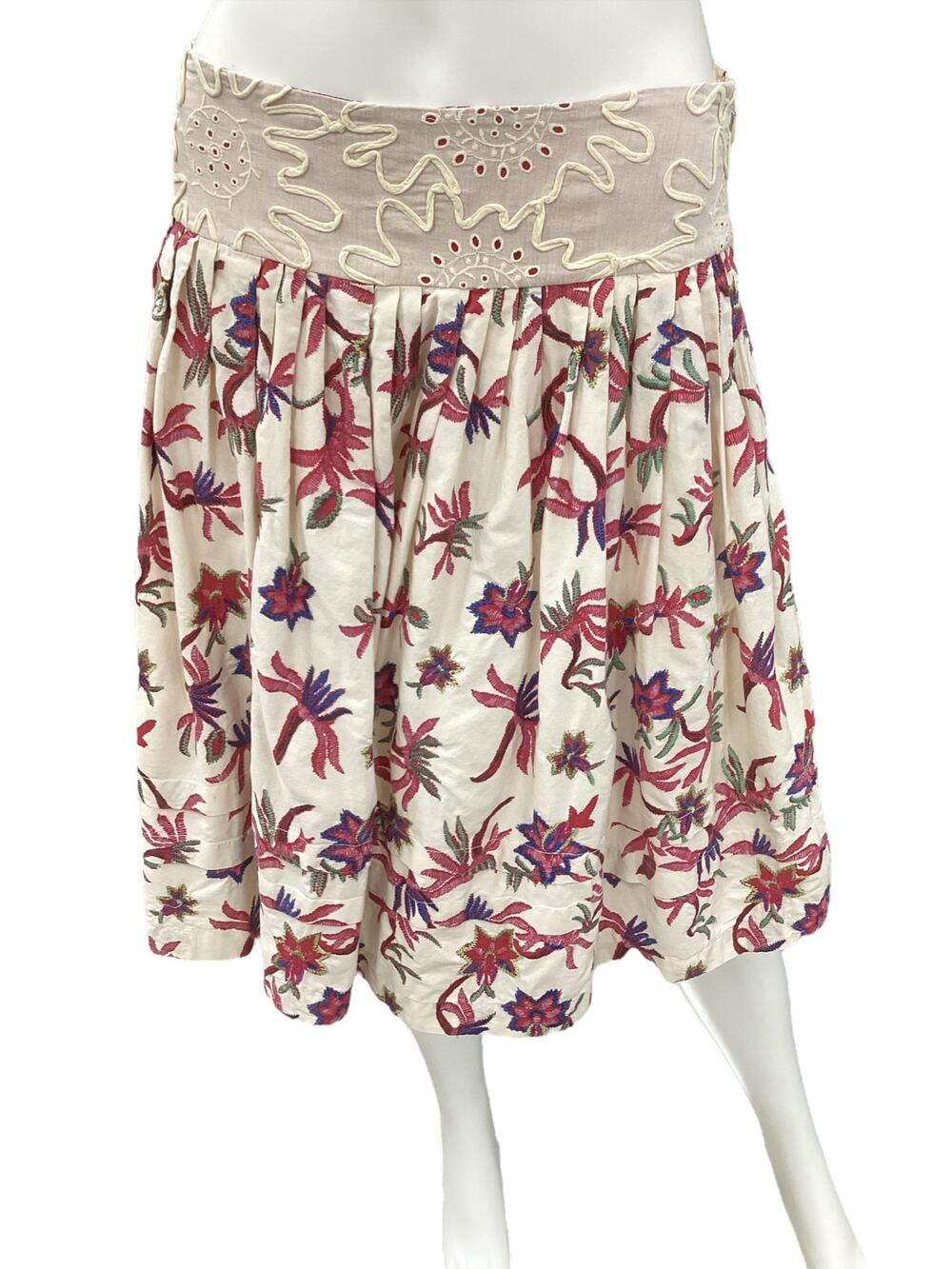 Viola Castellani For Anthropologie Skirt Women’s Size 4 100% Cotton Floral Print